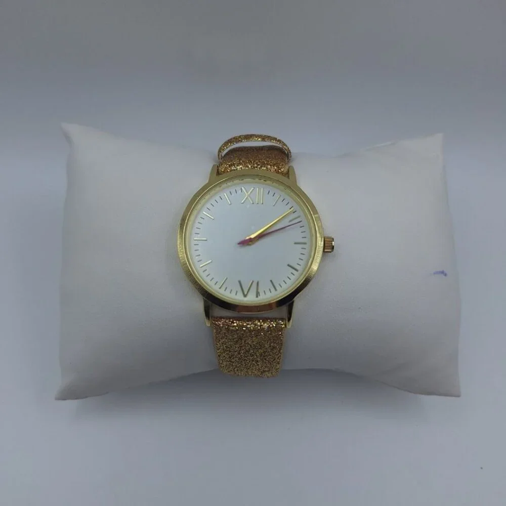 MSPCI Sparkly Gold Watch‎ Working Adjustable Classic Shiny Glitter Band